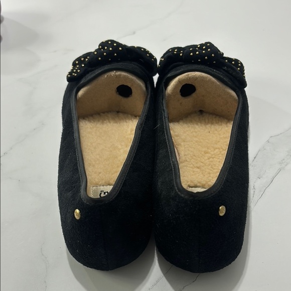 UGG Women's Black Suede Flats with Bow - Picture 4 of 5